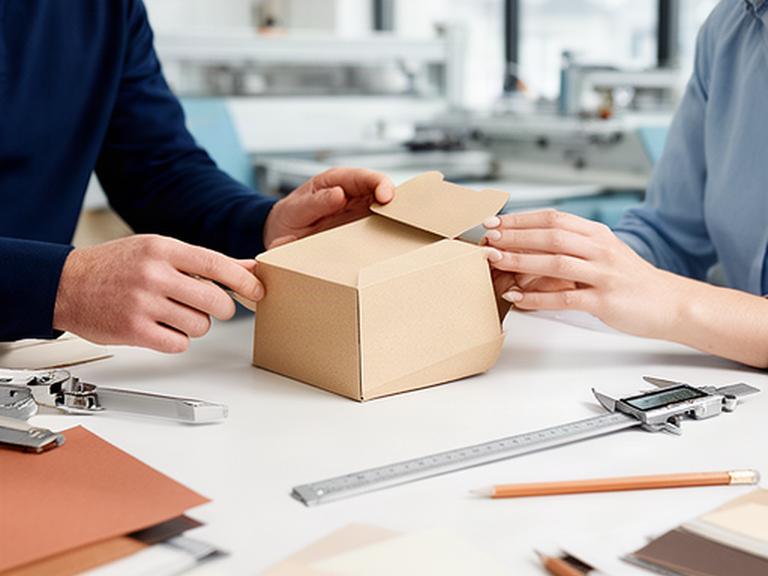 Beratung zu einer bedruckten Verpackung an einem Arbeitstisch in Bussy, Vaud
